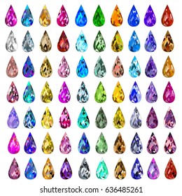 illustration set of precious stones of different  colors