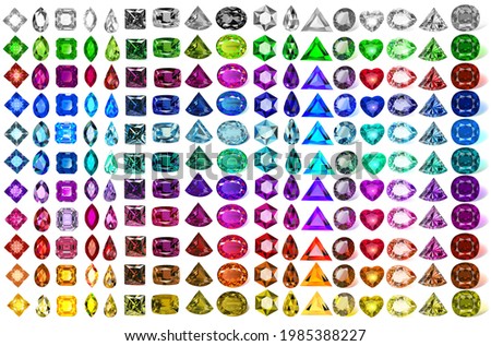 illustration set of precious stones of different cuts and colors
