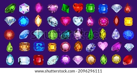 illustration set of precious stones of different cuts and colors