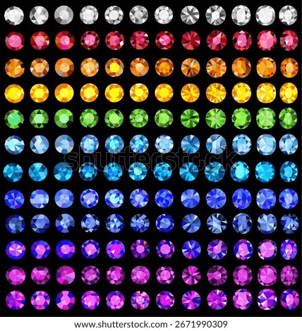 illustration set of precious stones of different cuts and colors