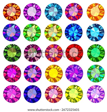 illustration set of precious stones of different  colors