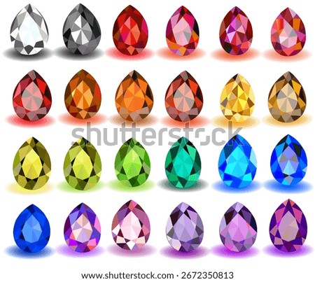 illustration set of precious stones of different  colors