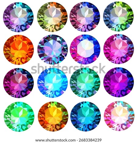 illustration set of precious stones of different  colors