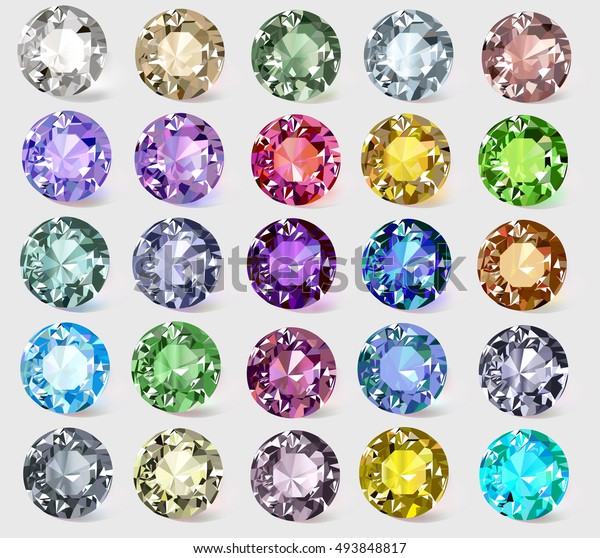 illustration\
set of precious stones of different \
colors