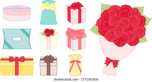 Illustration set of present box