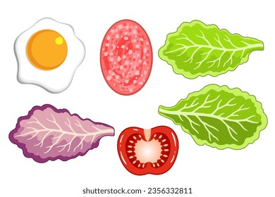 Illustration of a set of products for making sandwiches