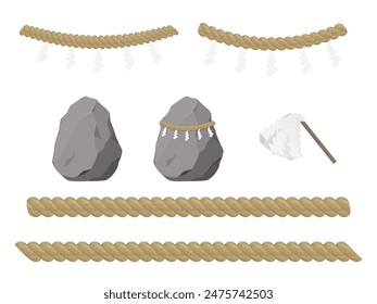 Illustration set of purification sticks and rocks