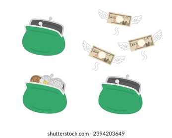 An illustration set of purse wallets.