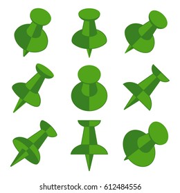 illustration set of push pin icon in the angle range perspective