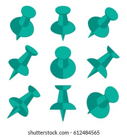 illustration set of push pin icon in the angle range perspective