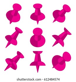 illustration set of push pin icon in the angle range perspective