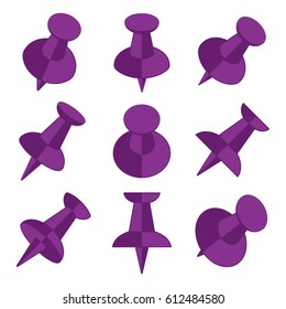 illustration set of push pin icon in the angle range perspective