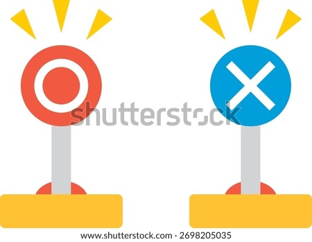 Illustration set of quiz buzzer buttons for quick answering.