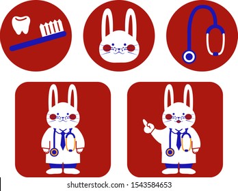 Illustration set of a rabbit doctor.