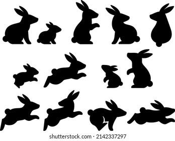 Illustration set of rabbit silhouette
