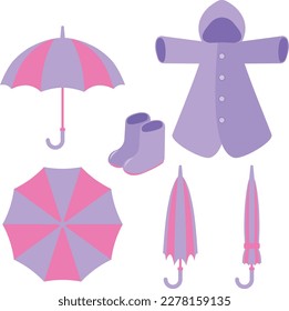 Illustration set of rain gear