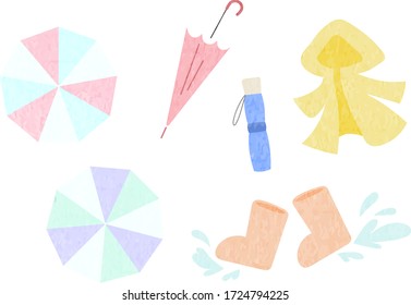 Illustration set of rain items