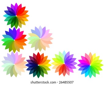 Illustration of a set rainbow flowers isolated on white