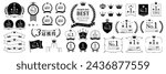 Illustration Set of Rankings, Awards, Medals, ribbons, laurel wreaths with Text frames, Borders and Other Decorations, monochrome ver. (Text translation: "Ranking","Position") Open path available.