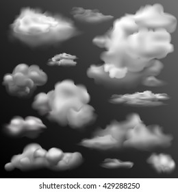 illustration of set of realistic cloud for any background