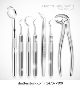 illustration of set of realistic dental equipment