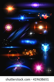 illustration of set of realistic Lens Flare and Light Effect element