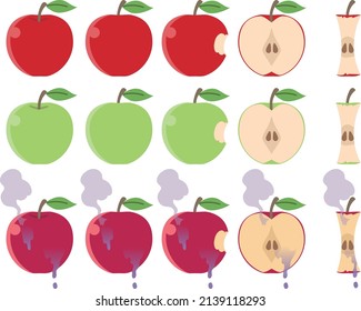 Illustration set of red apple, green apple and poison apple