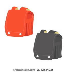Illustration set of red and black school bags