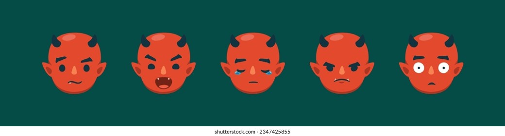 An Illustration set of Red Devil emoticon. Isolated Vector Illustration