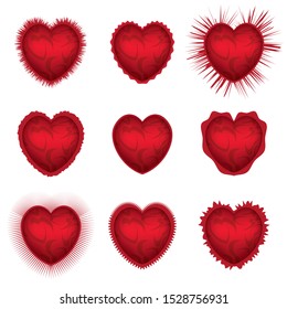 Illustration set of red hearts, for Valentines Day