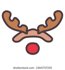 Illustration of a set of reindeer antler catsuits and red false nose