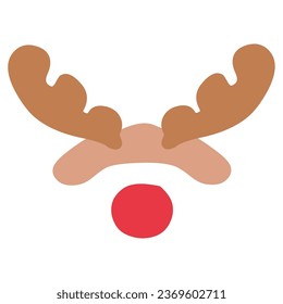 Illustration of a set of reindeer antler catsuits and red false nose