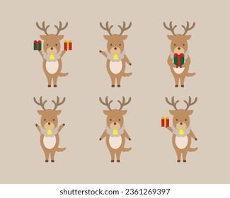 Illustration set of reindeer in various poses