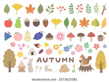 Illustration set related to autumn