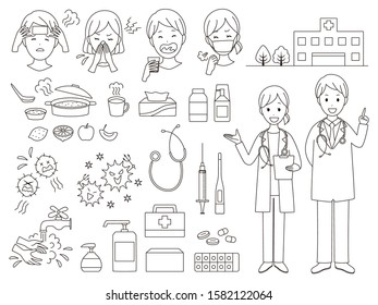 illustration set related with hospital