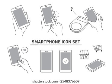 Illustration set related to smartphone payments