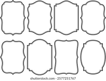 Illustration set of retro European style vertical frames