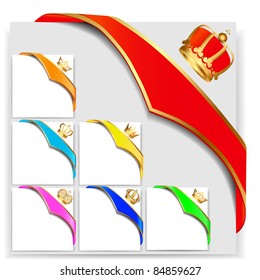 illustration set ribbon angular with gold  crown