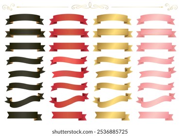 Illustration set of ribbons in various gradation colors