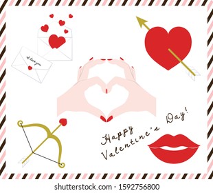 Illustration set of romance and heart