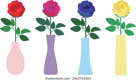 ilustración conjunto de rosa en un florero