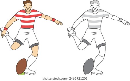 Illustration set of rugby player (male)