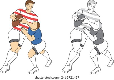 Illustration set of rugby player (male)