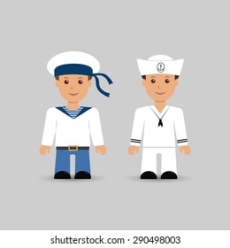 Illustration of the set sailors. Vector EPS10.