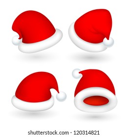 illustration of set of Santa cap for Christmas in different perspective