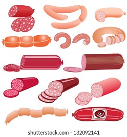 illustration set of sausage on a white background