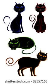 Abbildung einer beängstigenden Katze in unterschiedlicher Position