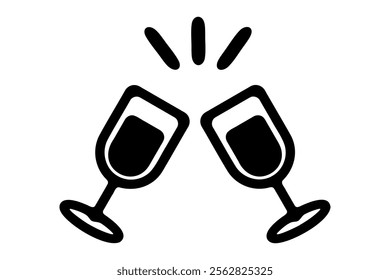 Illustration set of scene of toasting with a glass of wine