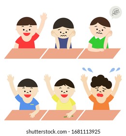 illustration set of school boy