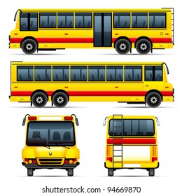 illustration of set of school bus from different angle